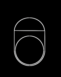 White outline of a Natalie Noor cabochon signet ring on a black background